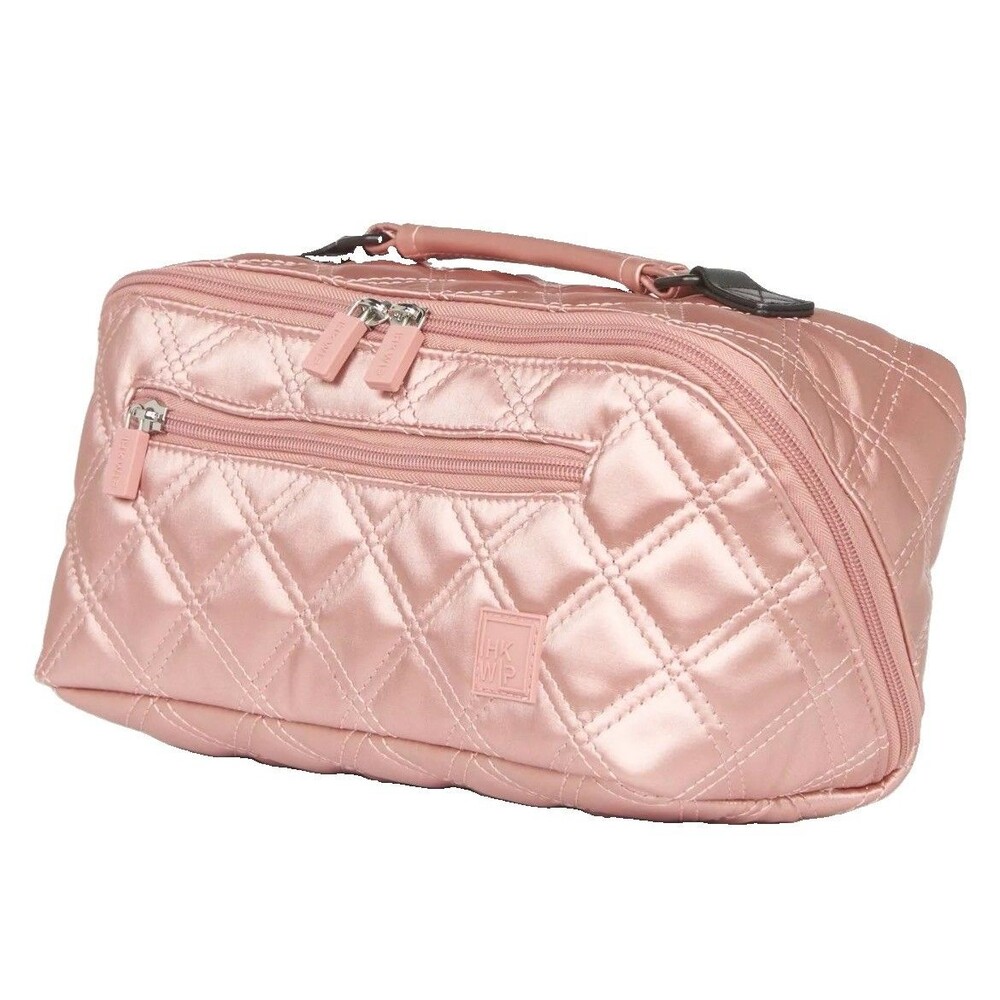 IHKWIP Cosmetic Case Quilted Travel Makeup Bag The Carry It All Pink Metallic